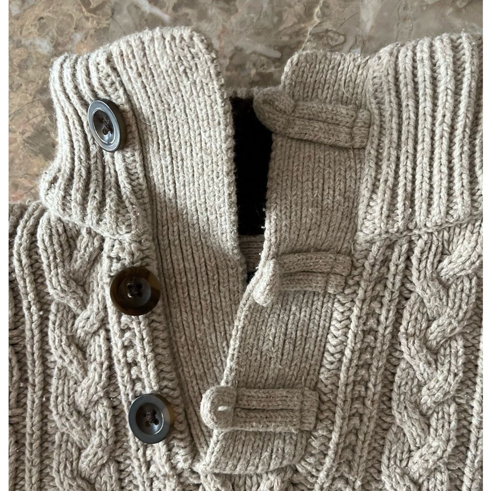 BabyGap, brown/beige sweater, elbow patches, button/hook closure, cable knit, 3 - Picture 3 of 10